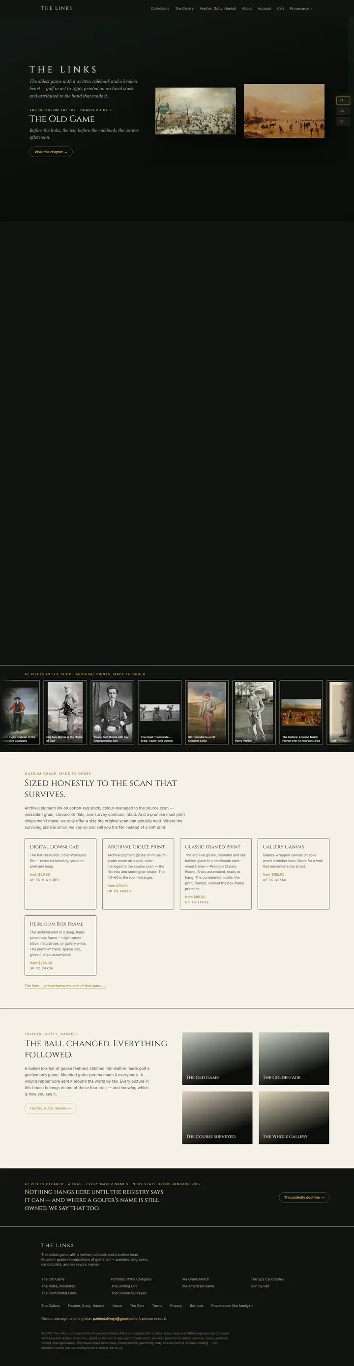 The Links's home page from top to bottom.