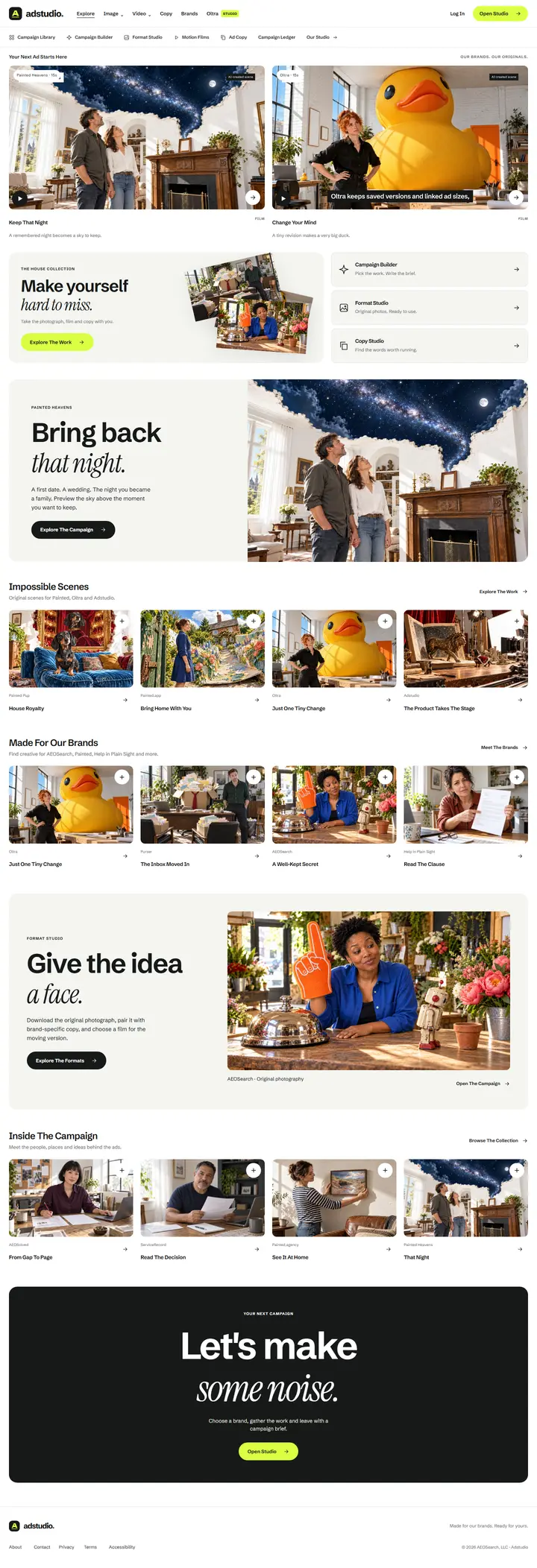 Adstudio's home page from top to bottom.