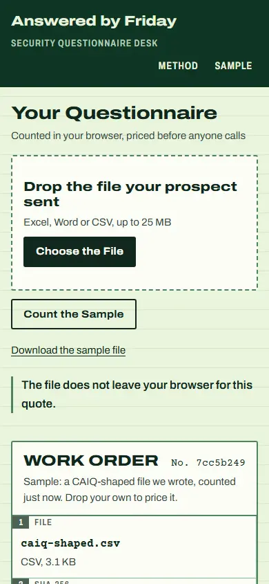 Answered by Friday's first screen on a phone, 390 wide.