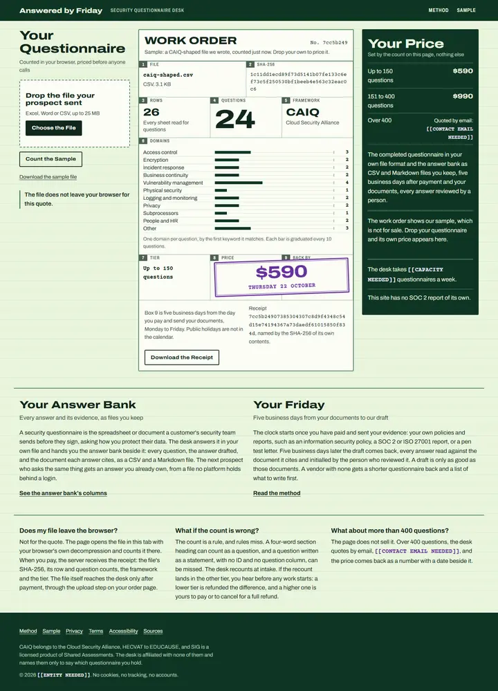 Answered by Friday's home page from top to bottom.