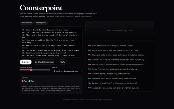 Counterpoint's home page from top to bottom.