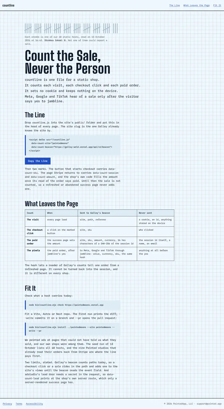 countline's home page from top to bottom.