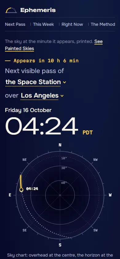 Ephemeris's first screen on a phone, 390 wide.