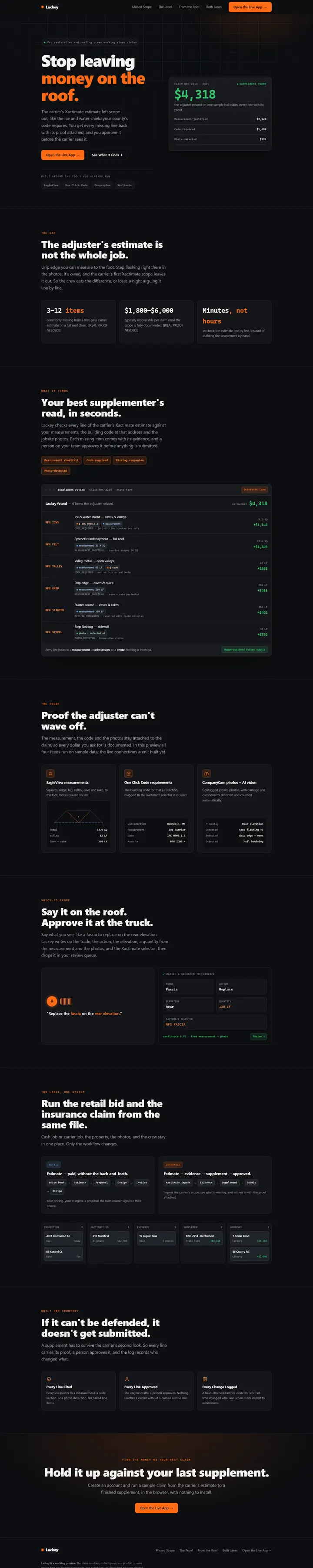 Lackey's home page from top to bottom.