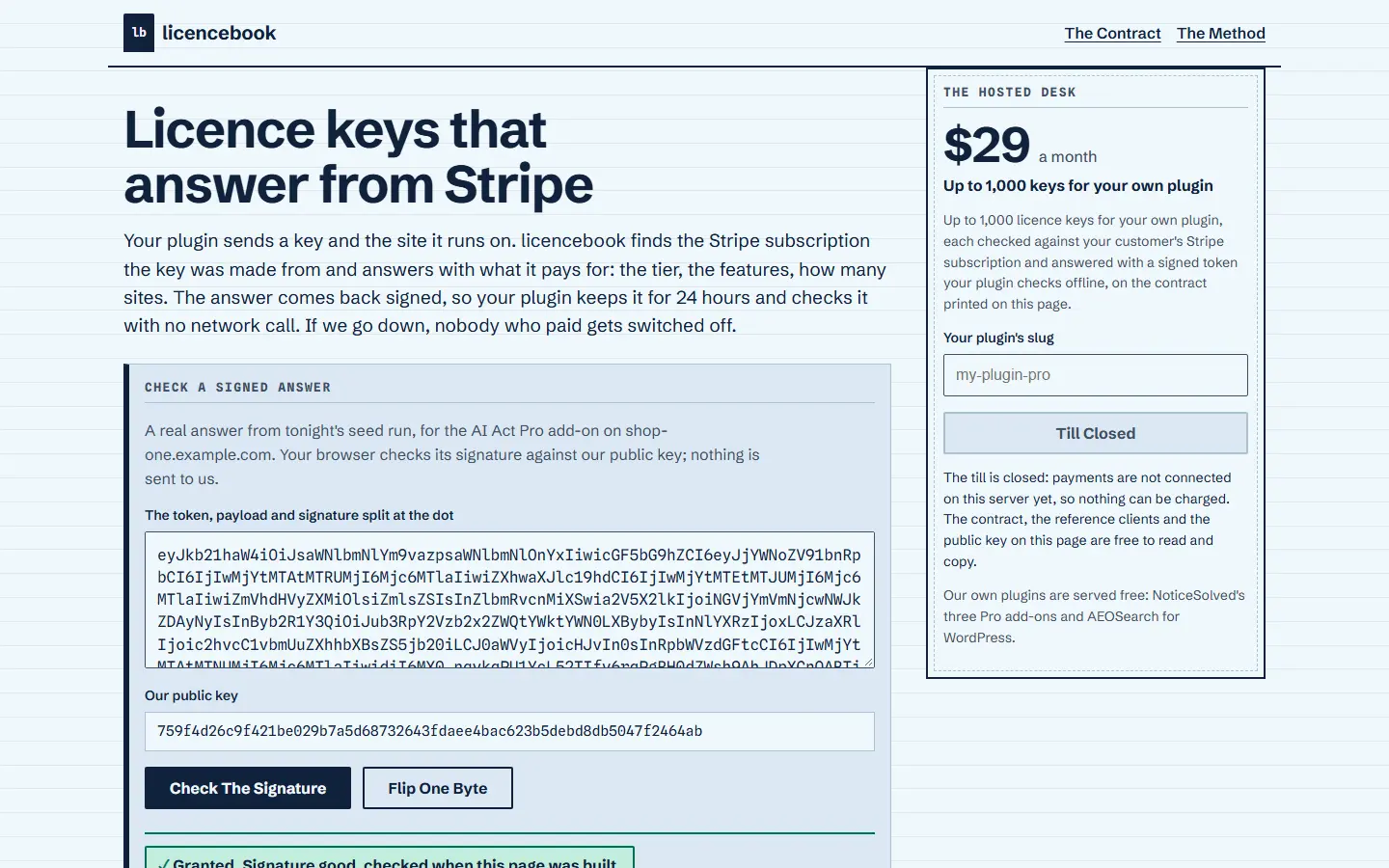 licencebook's first screen at 1440 wide, captured October 15, 2026.