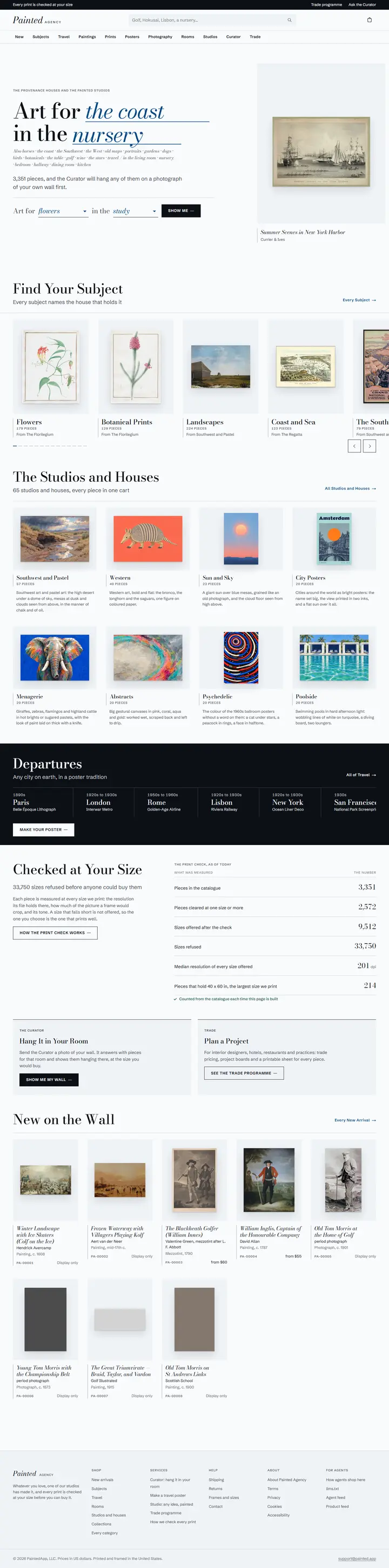 Painted Agency's home page from top to bottom.