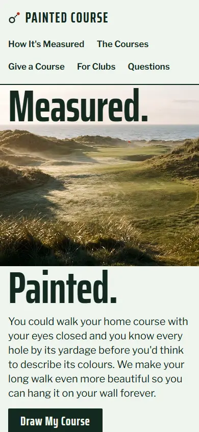 Painted Course's first screen on a phone, 390 wide.