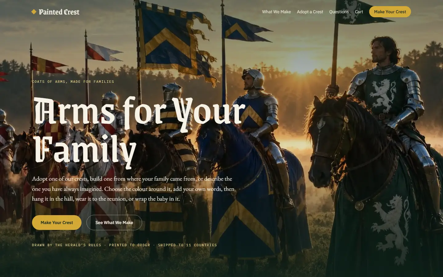 Painted Crest's first screen at 1440 wide, captured October 15, 2026.