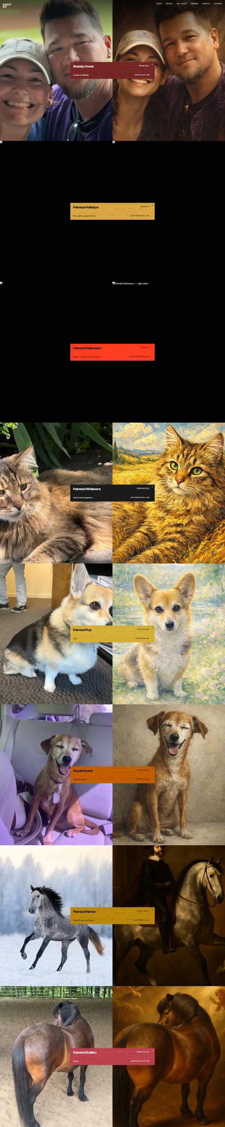 Painted Family's home page from top to bottom.