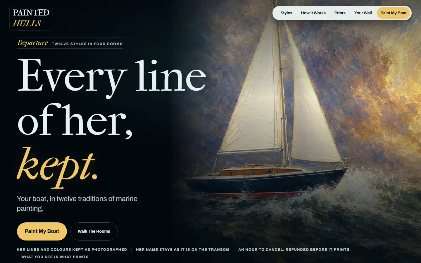Painted Hulls's first screen at 1440 wide, captured October 15, 2026.