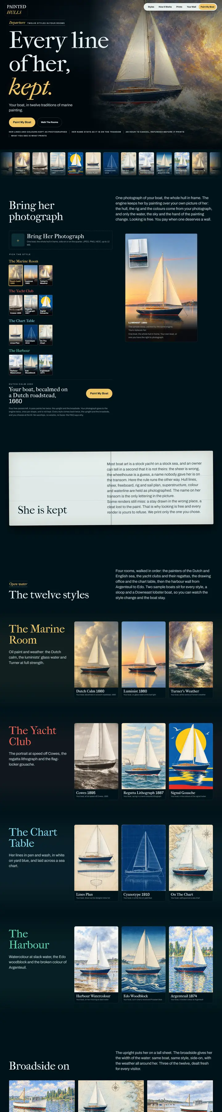 Painted Hulls's home page from top to bottom.