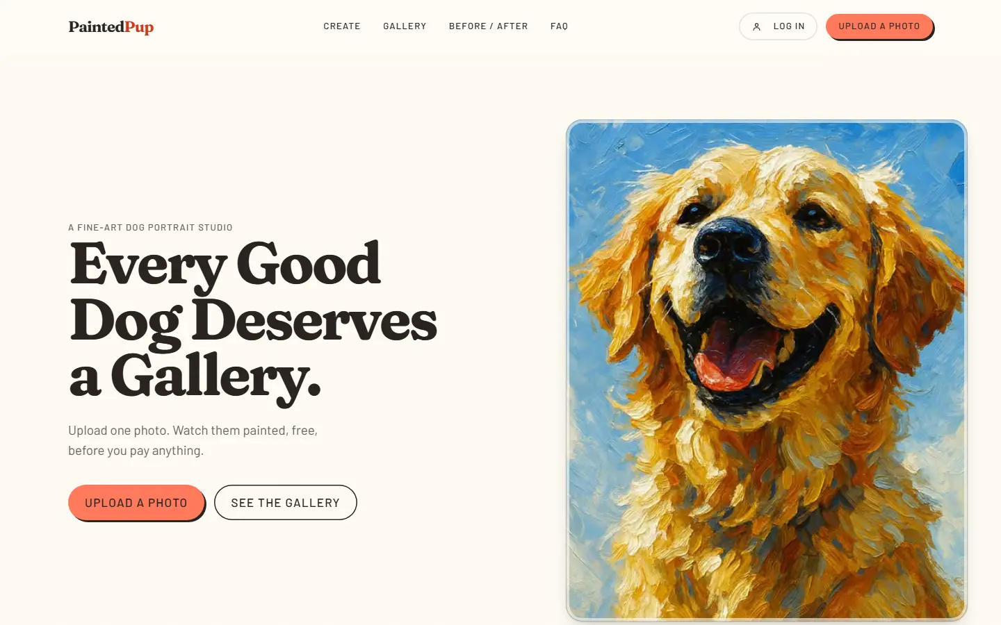 Painted Pup's first screen at full width.