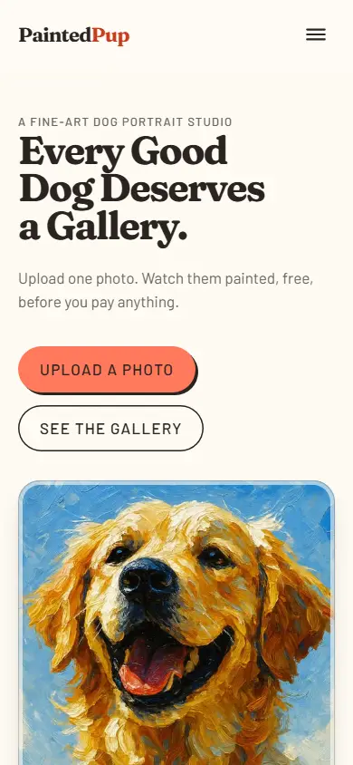 Painted Pup on a phone, 390 wide.