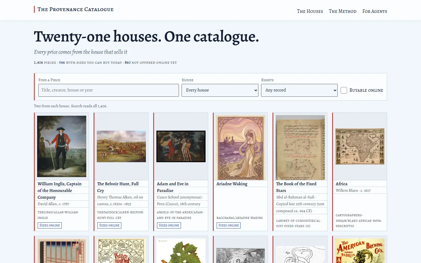 The Provenance Catalogue's first screen at 1440 wide, captured October 15, 2026.
