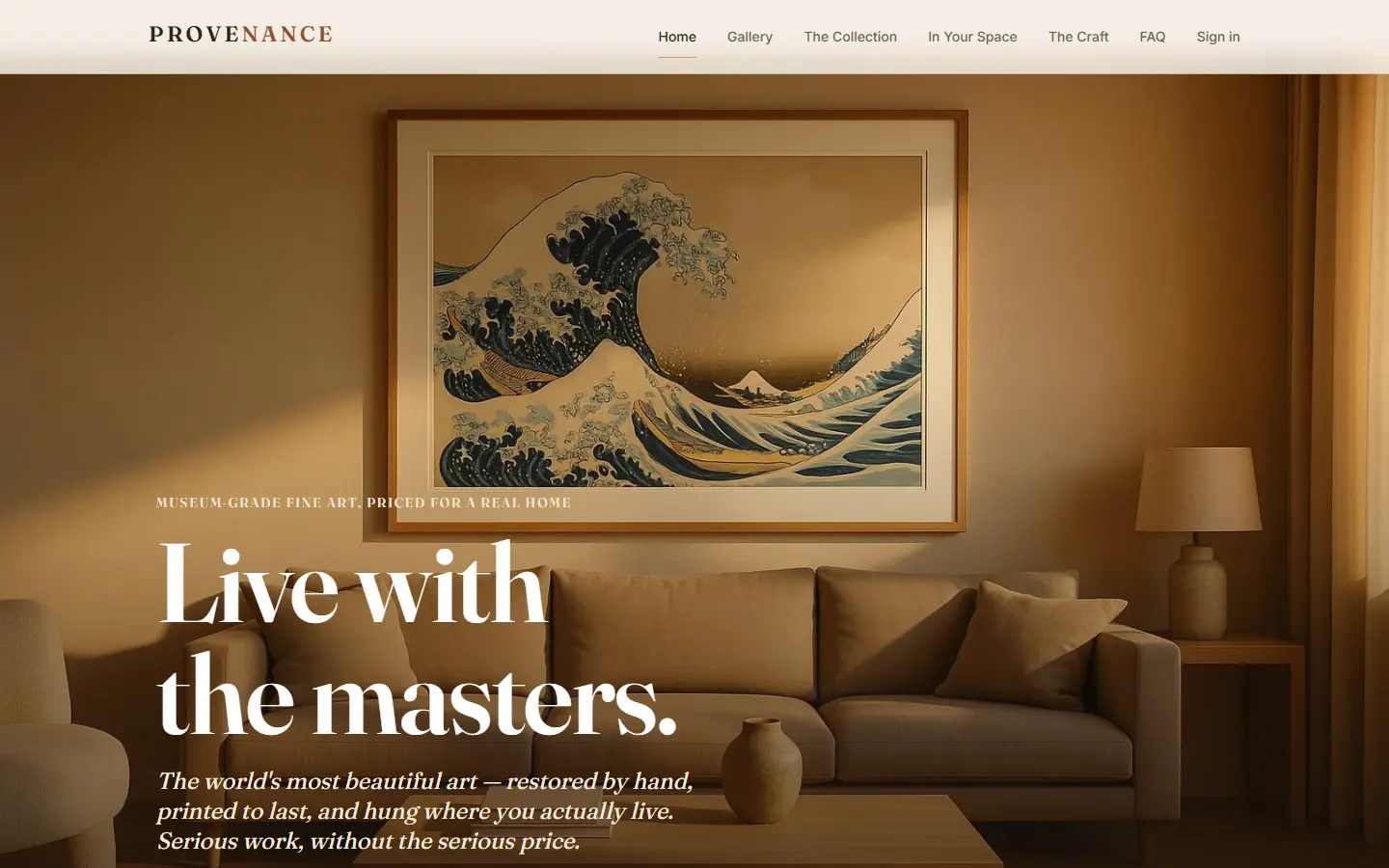 Provenance's first screen at 1440 wide, captured October 15, 2026.