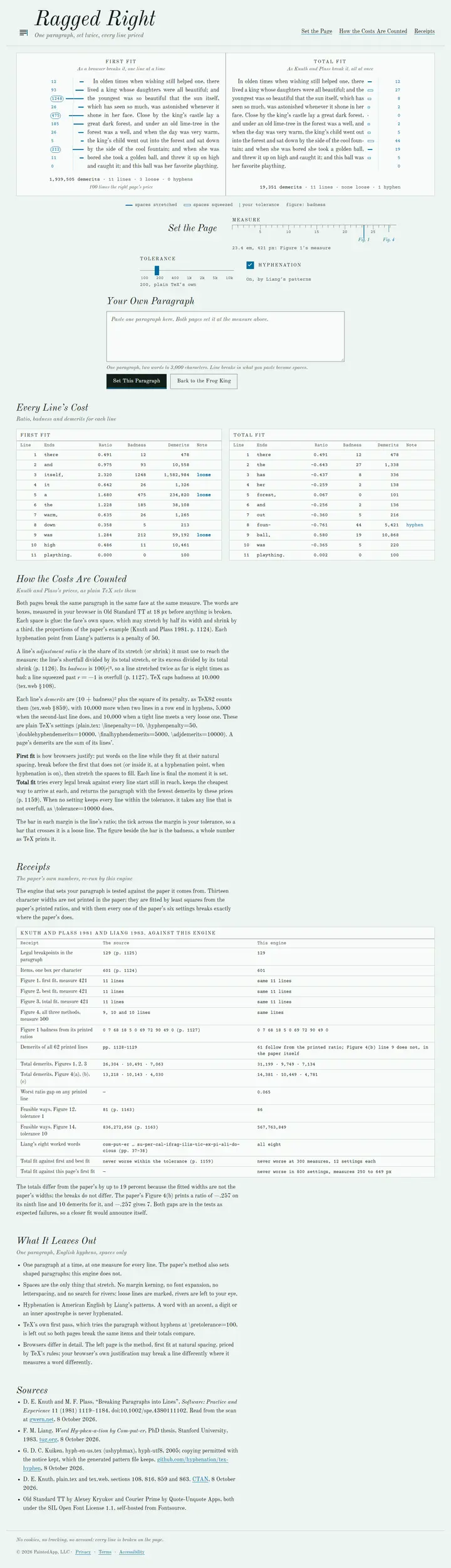 Ragged Right's home page from top to bottom.