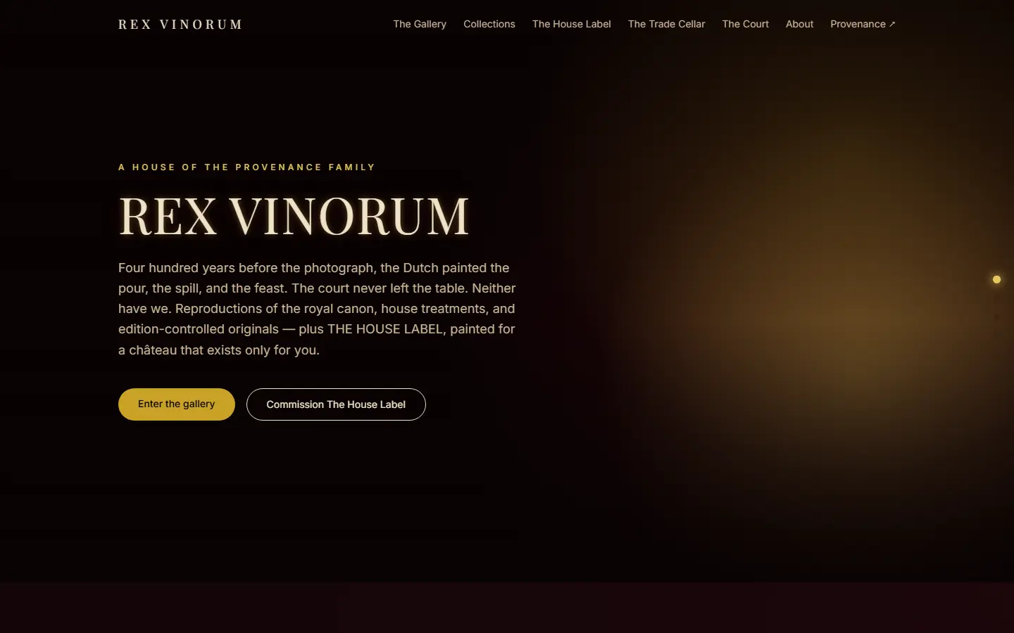 REX VINORUM's first screen at 1440 wide, captured October 15, 2026.