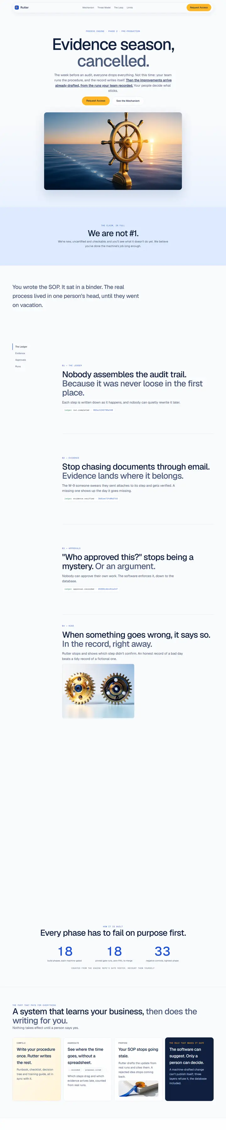 Rutter's home page from top to bottom.