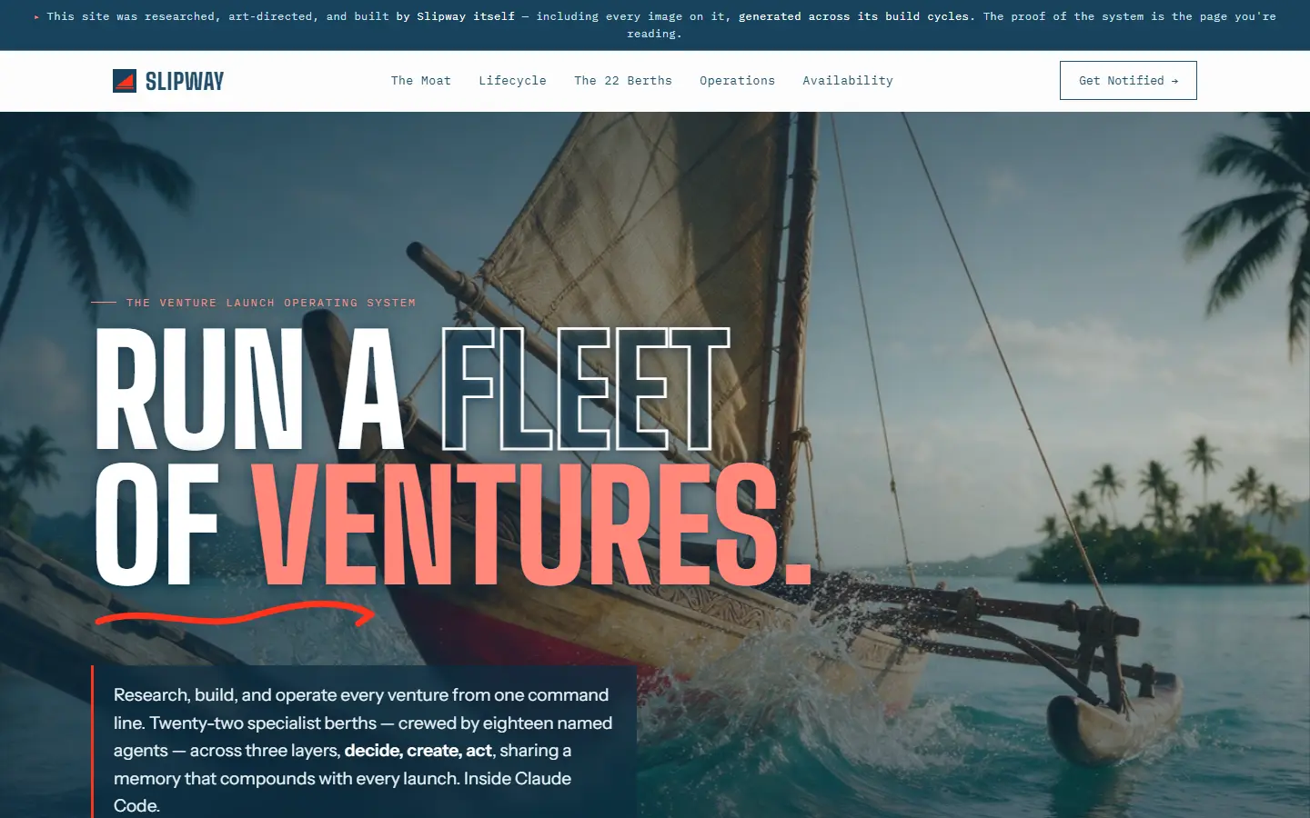 Slipway's first screen at 1440 wide, captured October 15, 2026.