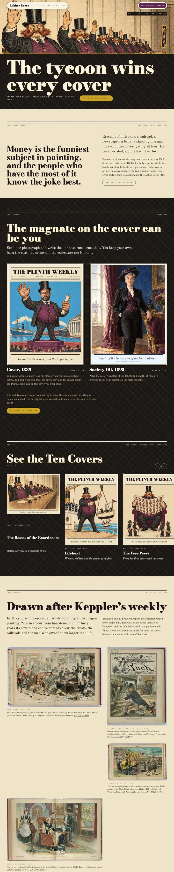 Robber Baron's home page from top to bottom.