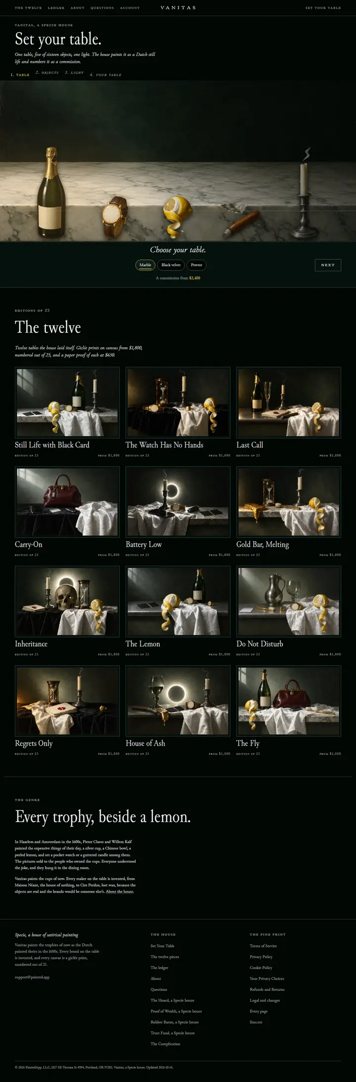 Vanitas's home page from top to bottom.