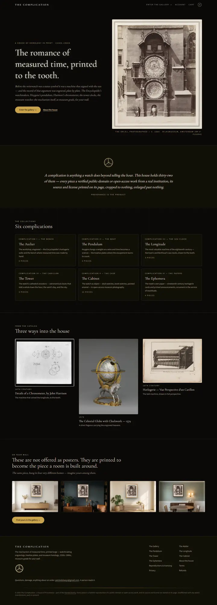 The Complication's home page from top to bottom.