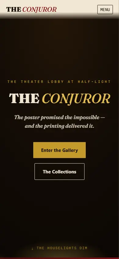 The Conjuror's first screen on a phone, 390 wide.