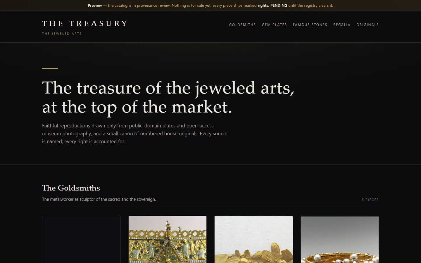 The Treasury's first screen at 1440 wide, captured October 15, 2026.
