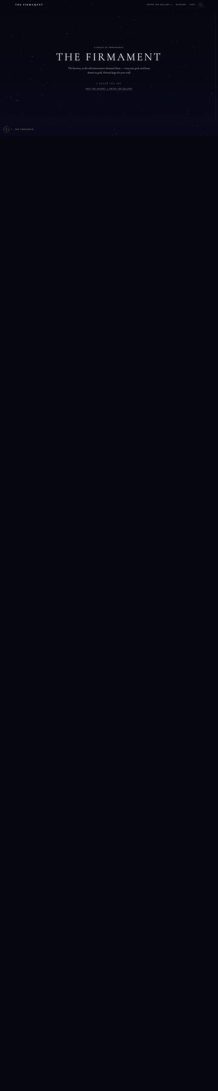 The Firmament's home page from top to bottom.